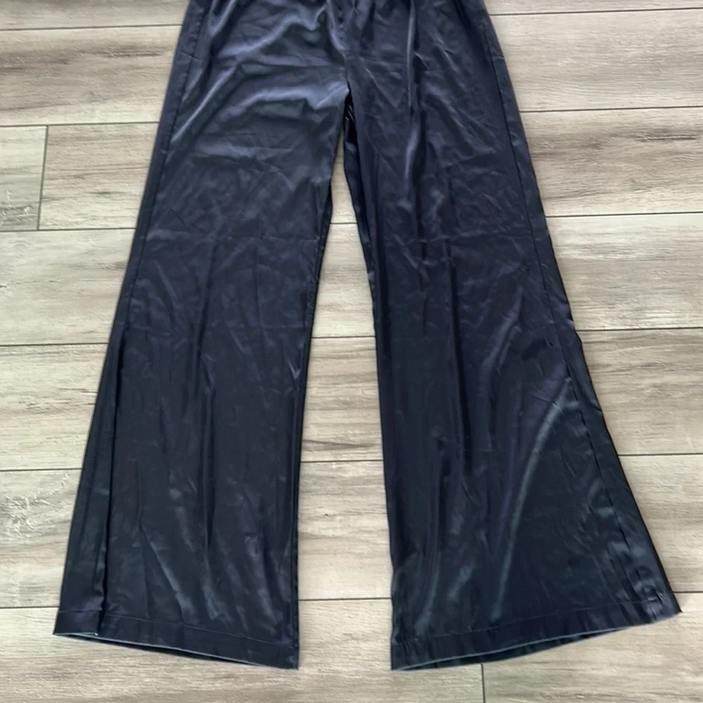 KITTENISH smoke gray satin wide leg pants size medium